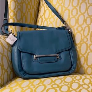 NWT Coach Leather Flap Shoulder Bag Teal